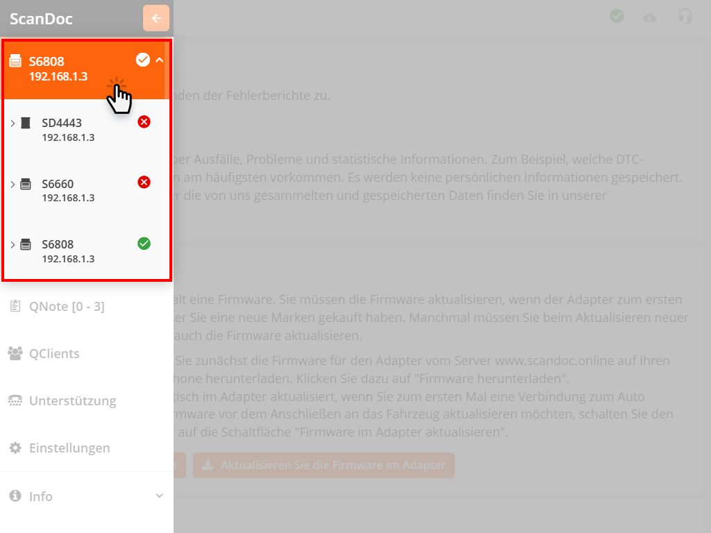 Wechseln zwischen Adaptern