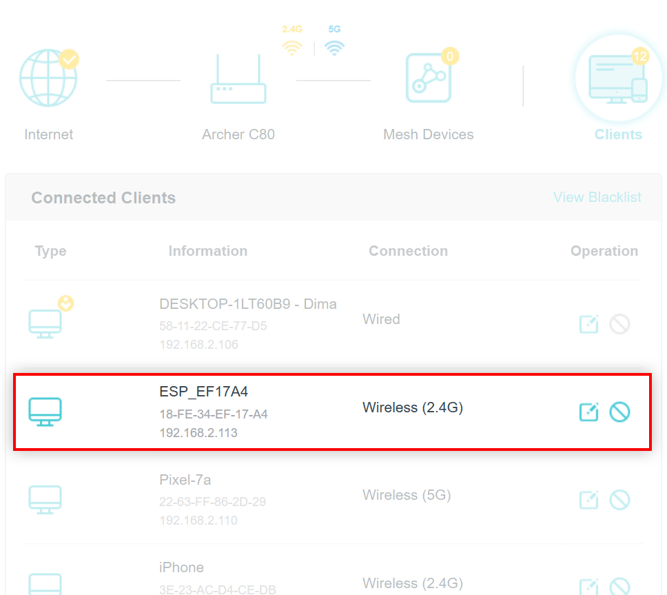 Finding the adapter's IP address